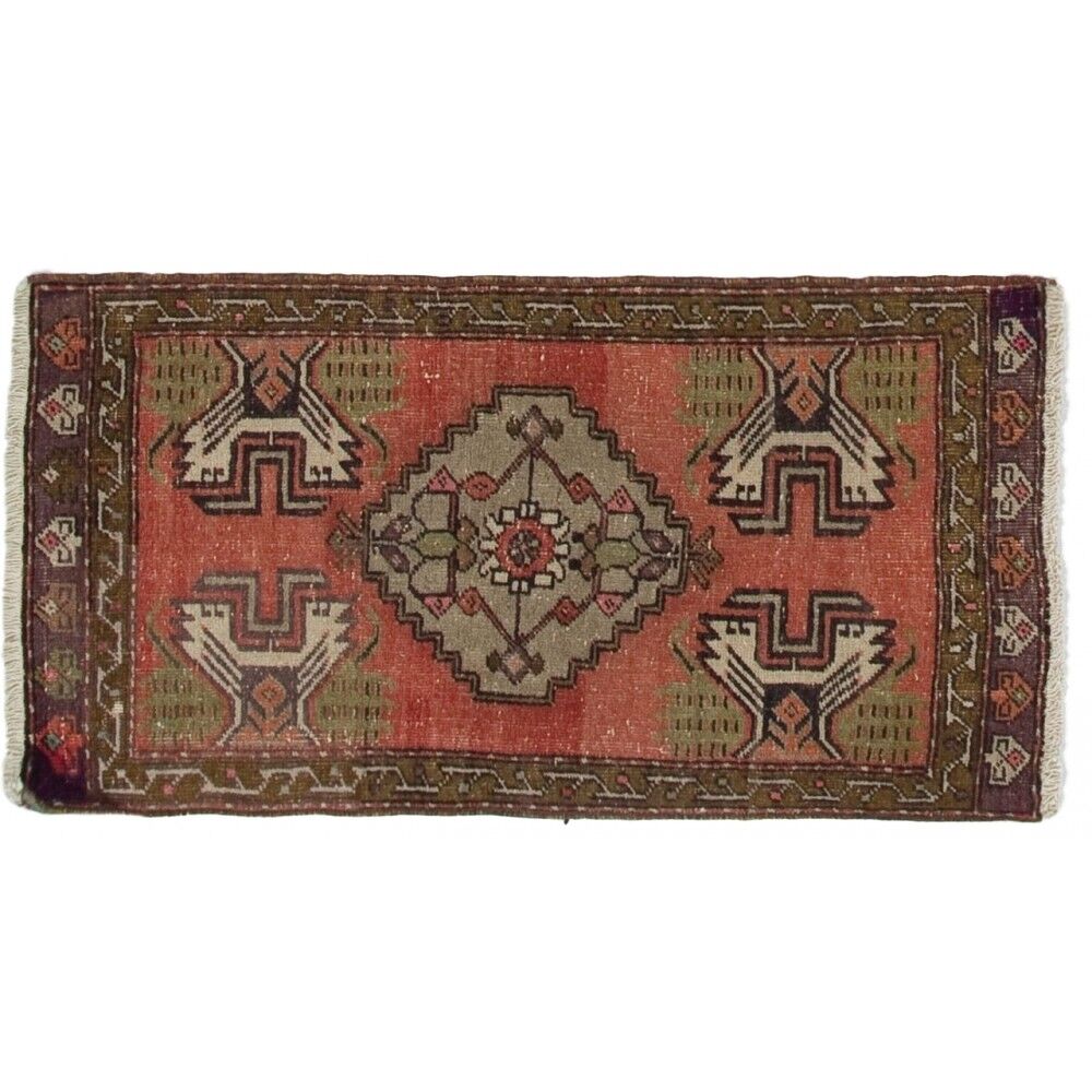 Vintage Small Rug. Handmade Door Mat. Turkish Seat Cover. Entryway Mat. Kitchen Rug