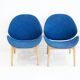 Paire de fauteuils en chêne Hans Olsen Model No 134 avec tapisserie en tissu bleu