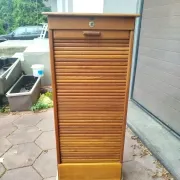 Oak tambour archive cabinet S.M.V. Silkeborg, Denmark 1920s–30s
