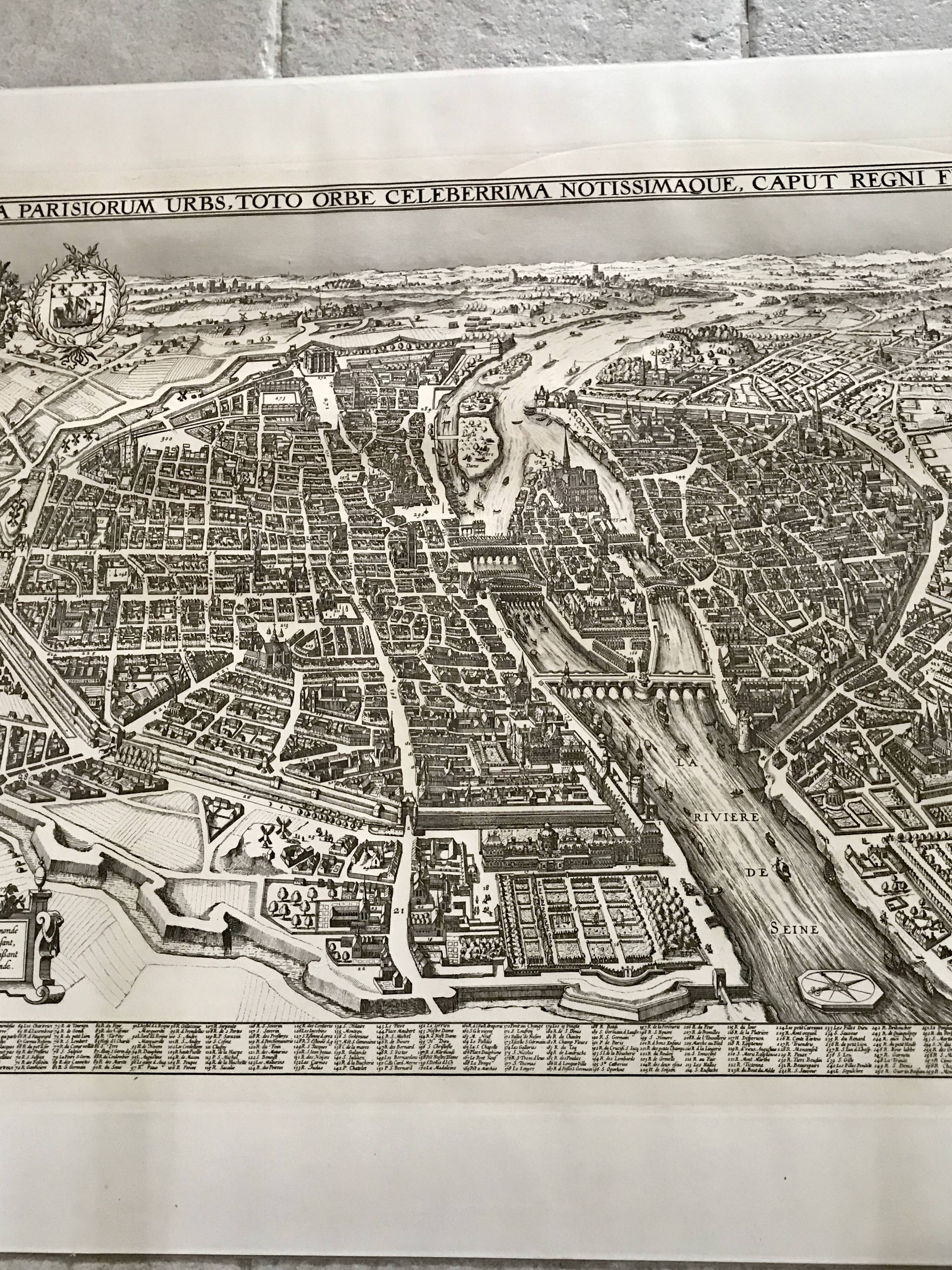 Old map of Paris 100X72