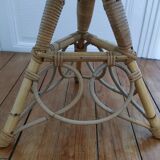 Lampadaire rotin bambou vintage années 50-60