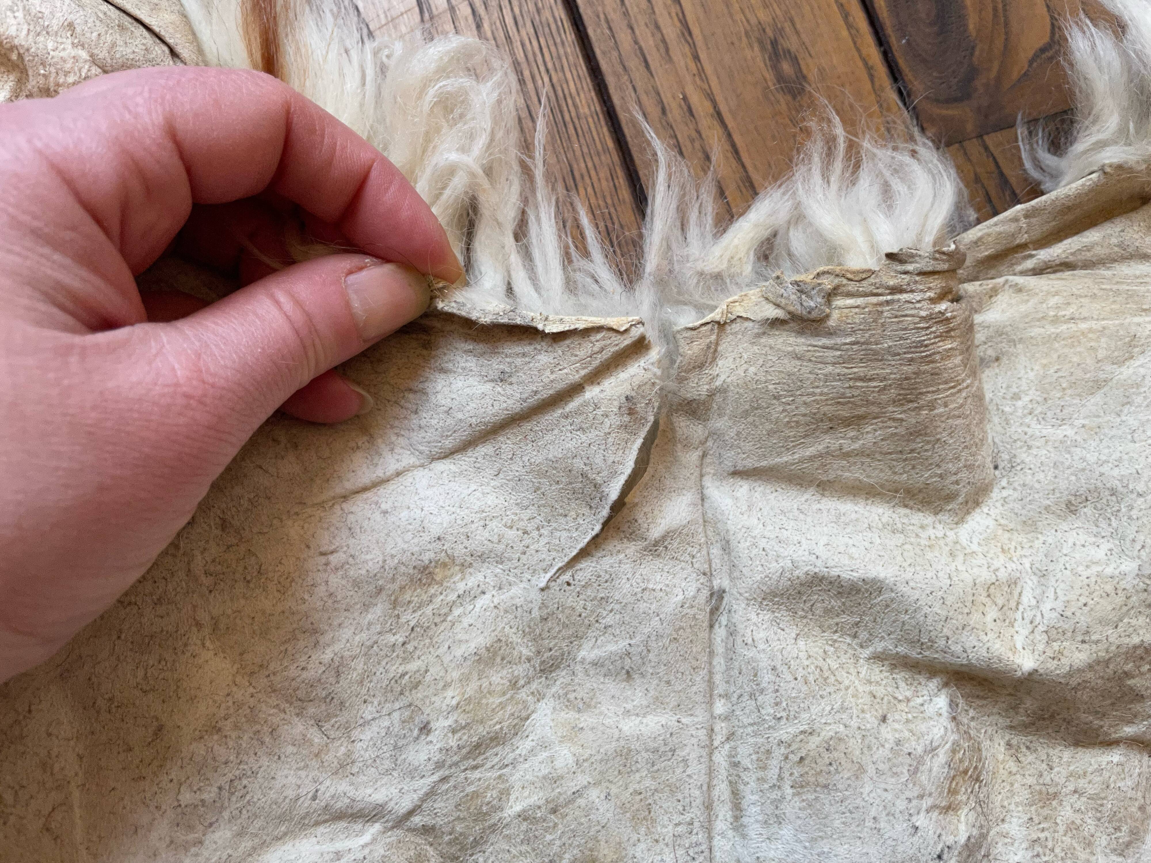 Small sheepskin, raw, brown and beige, authentic