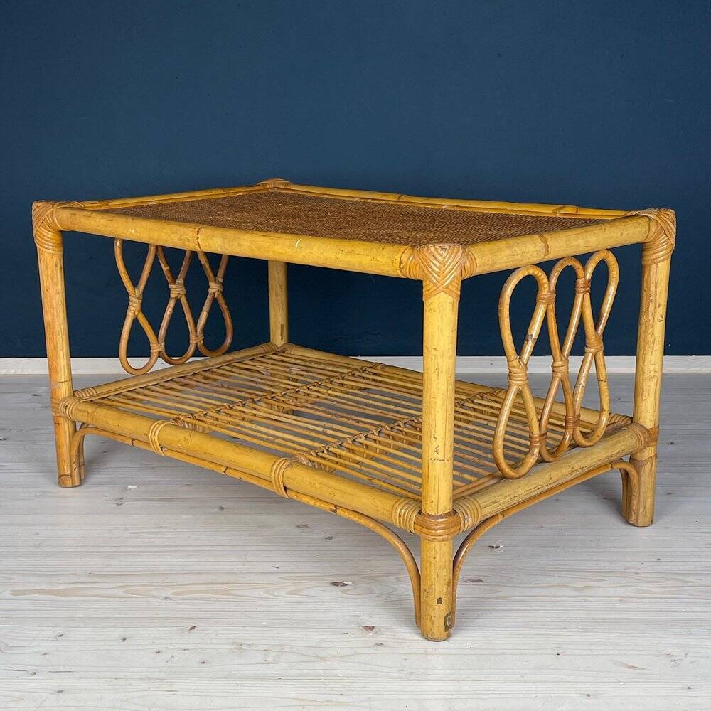 Vintage bamboo coffee table, Italy, 1970s