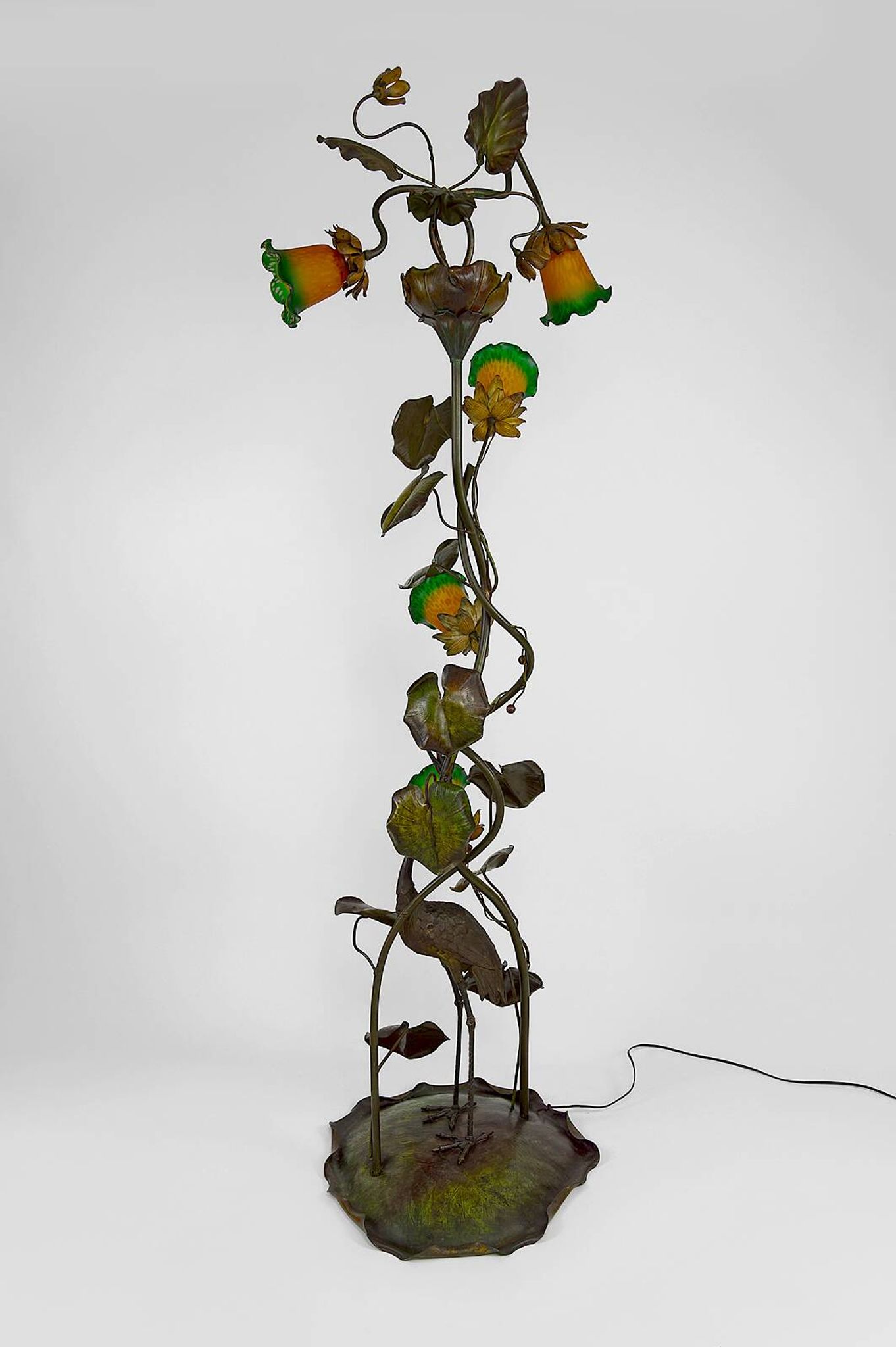 Japanese-style Heron floor lamp, Art Nouveau, France, circa 1900