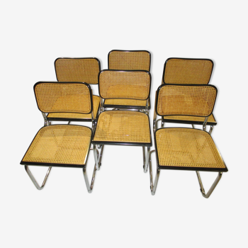 Suite 6 chaises Cesca b32 Marcel Breuer vintage 1970-1980