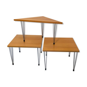Trio de tables d’appoint Pin