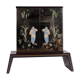 Meuble bar art-déco en macassar et miroir gravé à l'acide