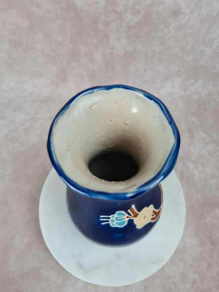 Antique vase in earthenware – tubular enamel decoration