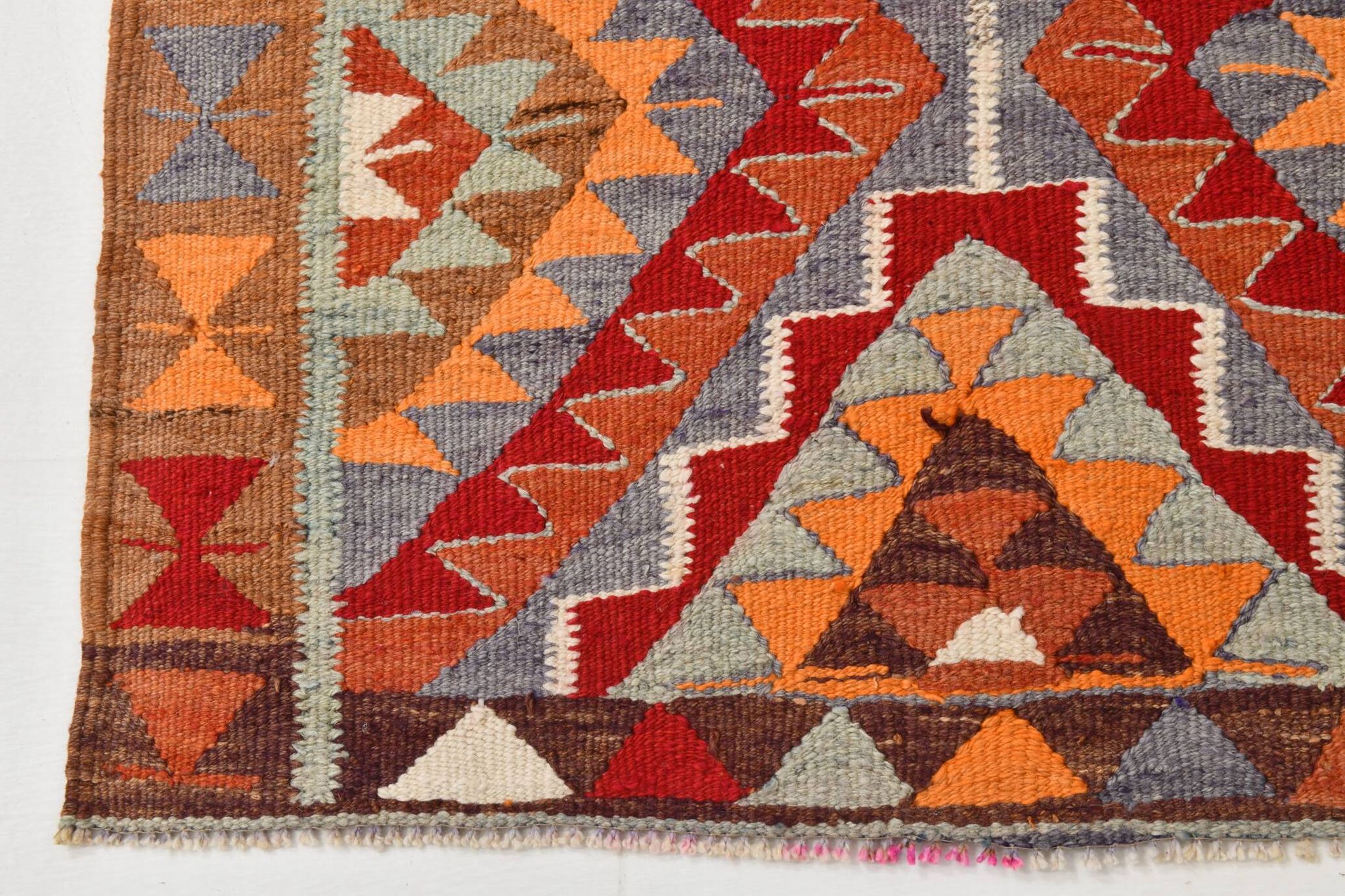 Tapis coureur vintage kilim fait à la main 3x12, 102x362 cm