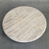 Large travertine round coffee table by Up & Up, Italy 1970s