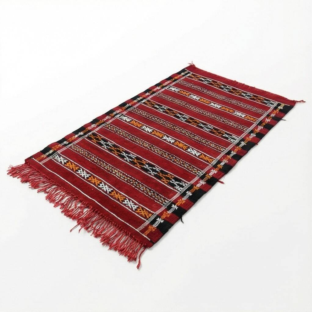 Red ethnic kilim rug, Morocco