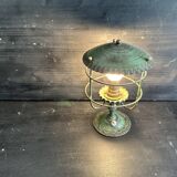 Antique patinated green metal lamp, Art Nouveau style, early 20th century.