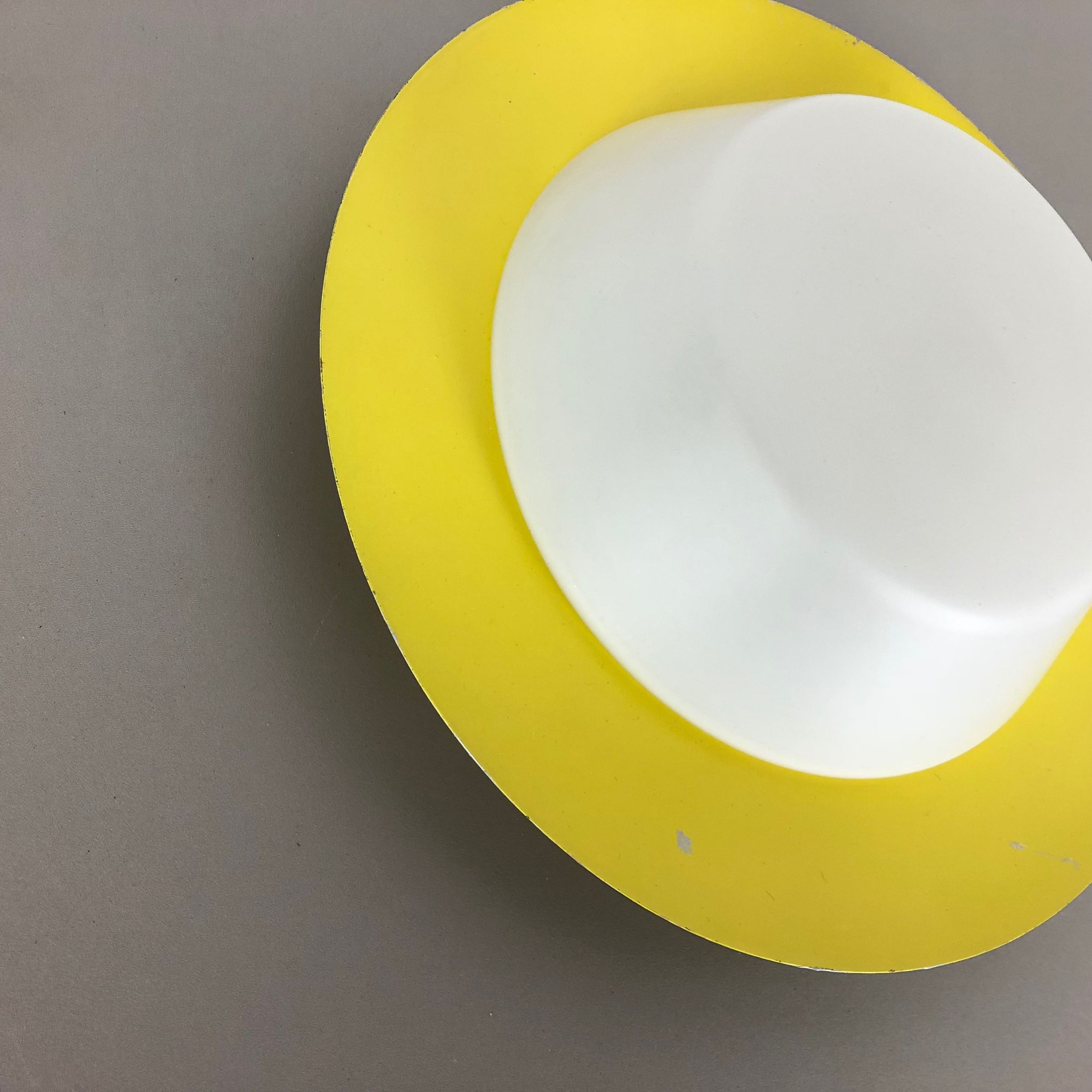 Metal opaline glass wall light, yellow, Italy, 1960s