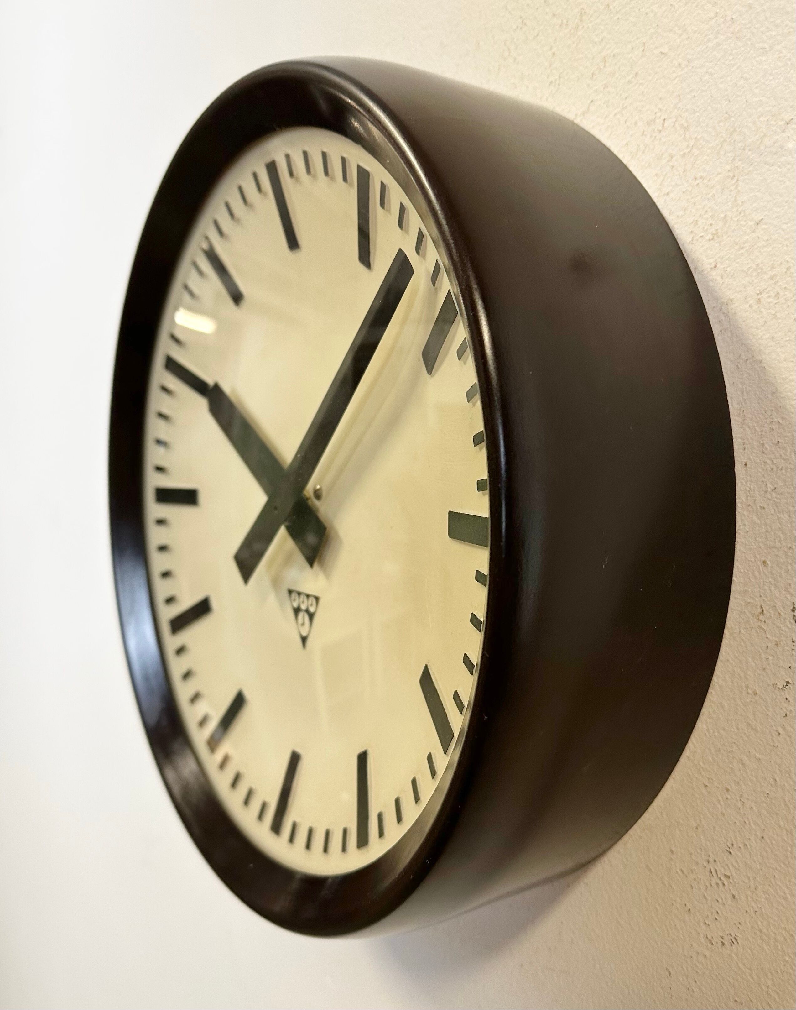 Industrial Bakelite Factory Wall Clock from Pragotron, 1960s