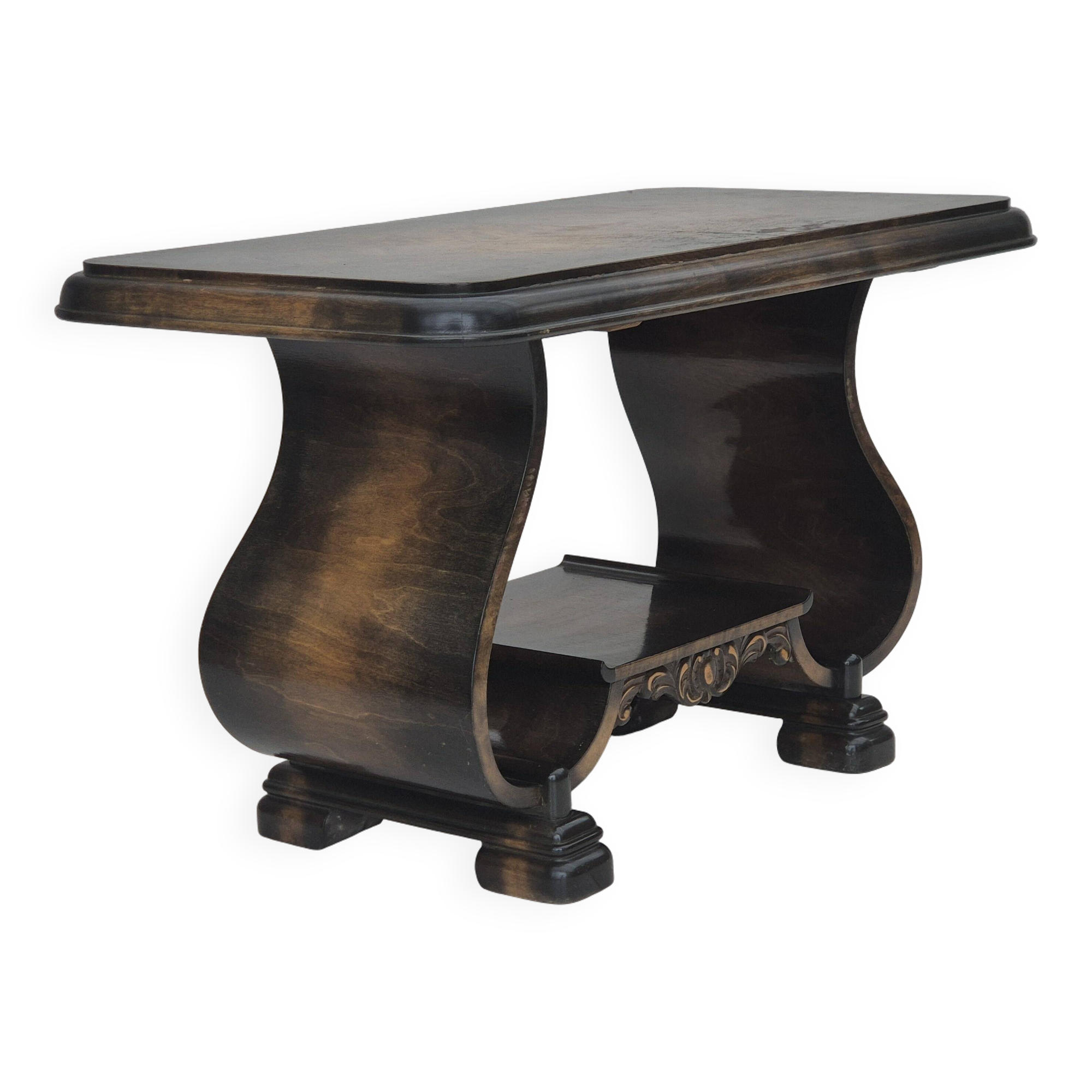 1950s, Danish artdeco coffee table with shelf, ash wood.