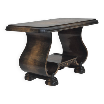 Table basse art déco danoise des années 1950 avec étagère, bois de frêne.