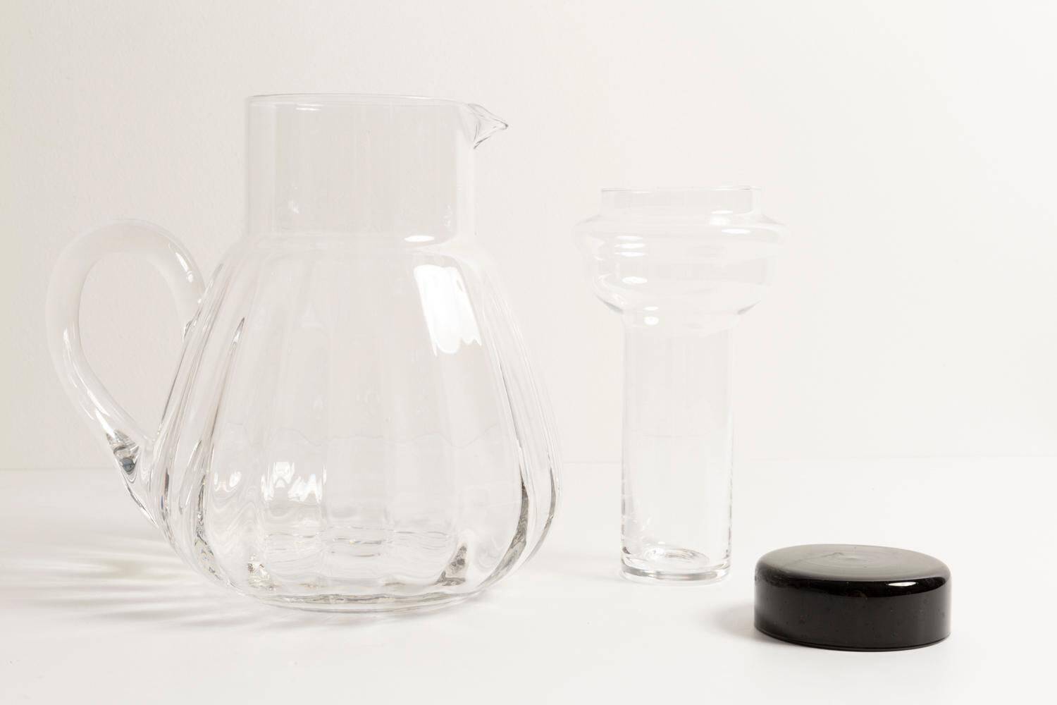 Transparent pot Mid-Century Modern in hand-painted glass, Europe, 1960s