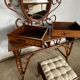 Vintage rattan dressing table with mirror and stool 1970