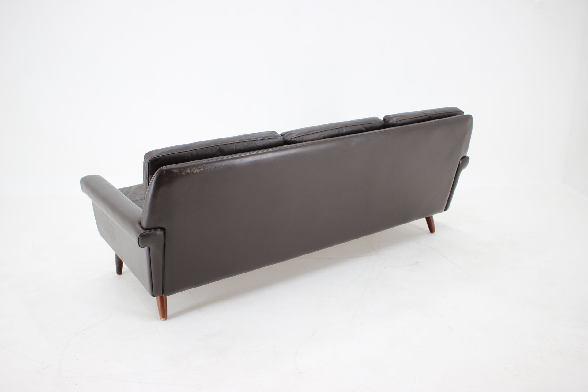 1970s Danish 3-seater sofa in dark brown leather