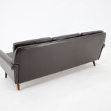 1970s Danish 3-seater sofa in dark brown leather