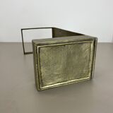 Hollywood Regency Solid 7.5kg Brass Brutalist Floral Umbrella Stand, Italy 1970s
