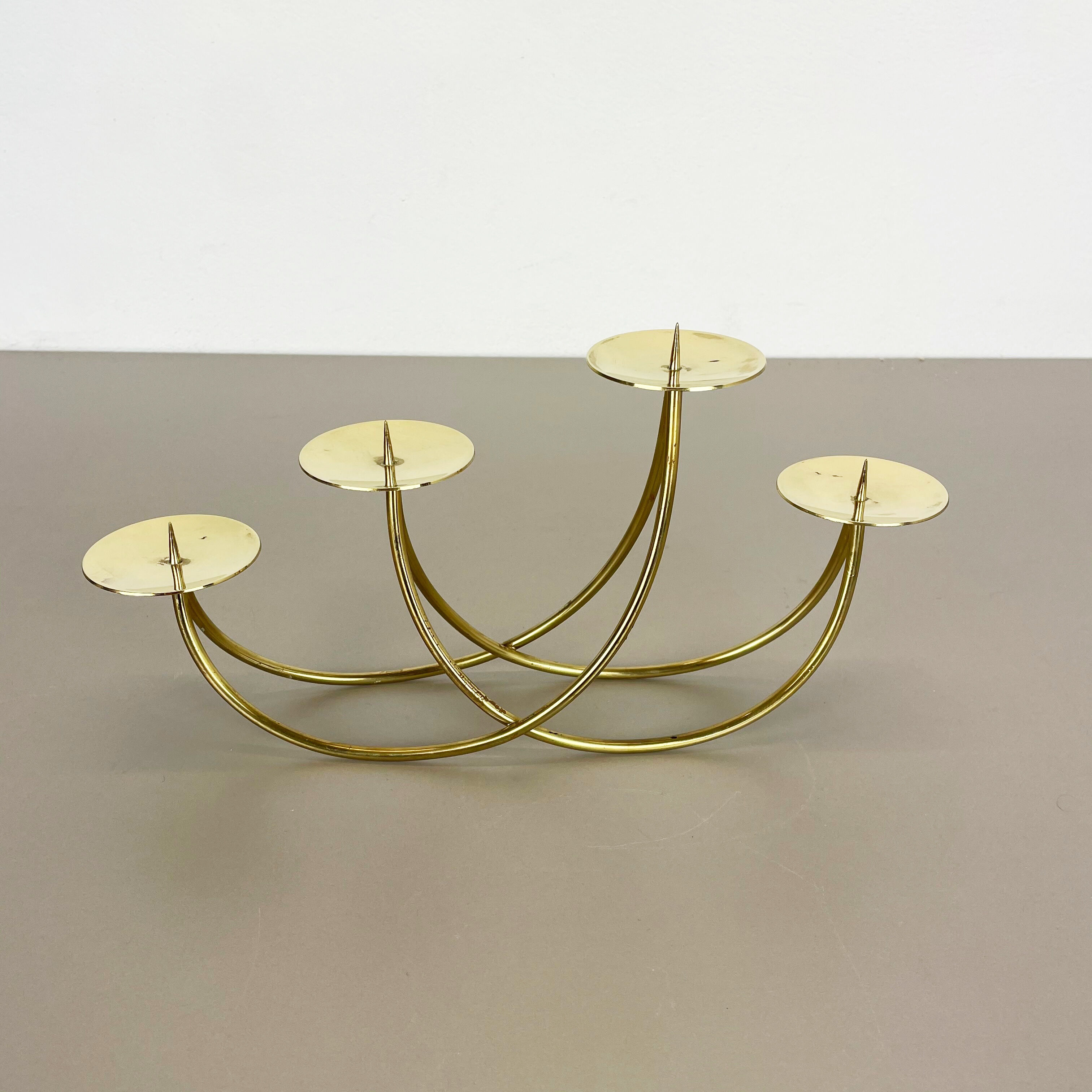 Sculptural solid brass candleholder by Harald Buchrucker Bauhaus, Germany, 1950s
