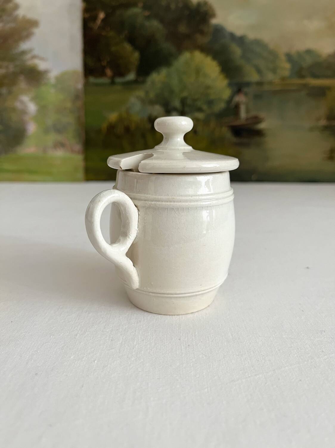 Antique ironstone mustard pot KG Lunéville