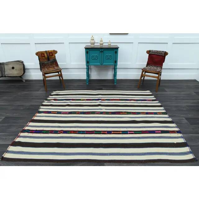 1970s Vintage Turkish Oushak Handmade Wool Cotton Beige Area Rug 195x228