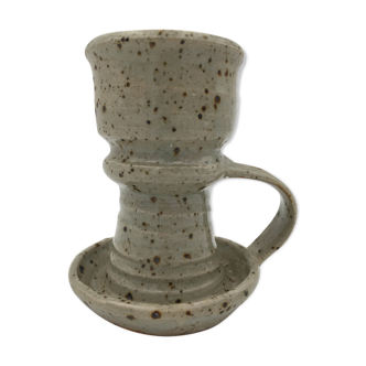 Enamelled pyrity sandstone candlestick, by Gustave Tiffoche - 1960s
