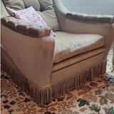 2 fauteuils en velours kaki
