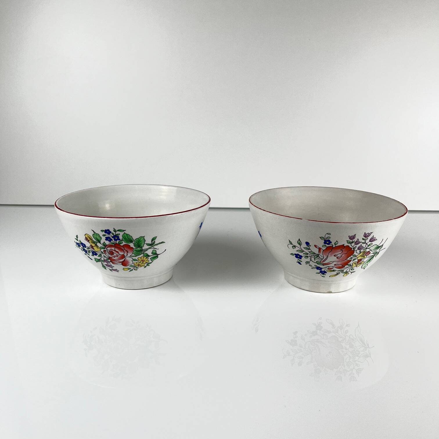 Set of 2 KG Lunéville bowls, street lamp model, early 20th century