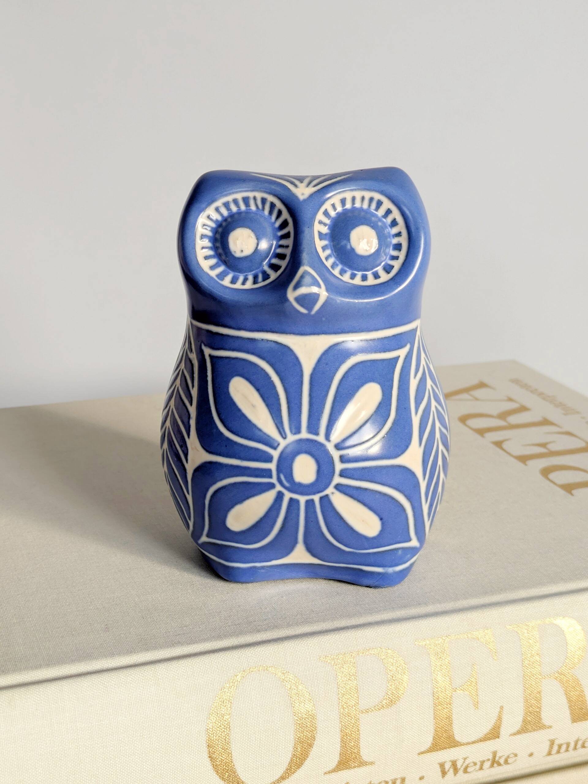 Midcentury ceramic owl figurine, Pablo Zabal, Chile, 1970s.