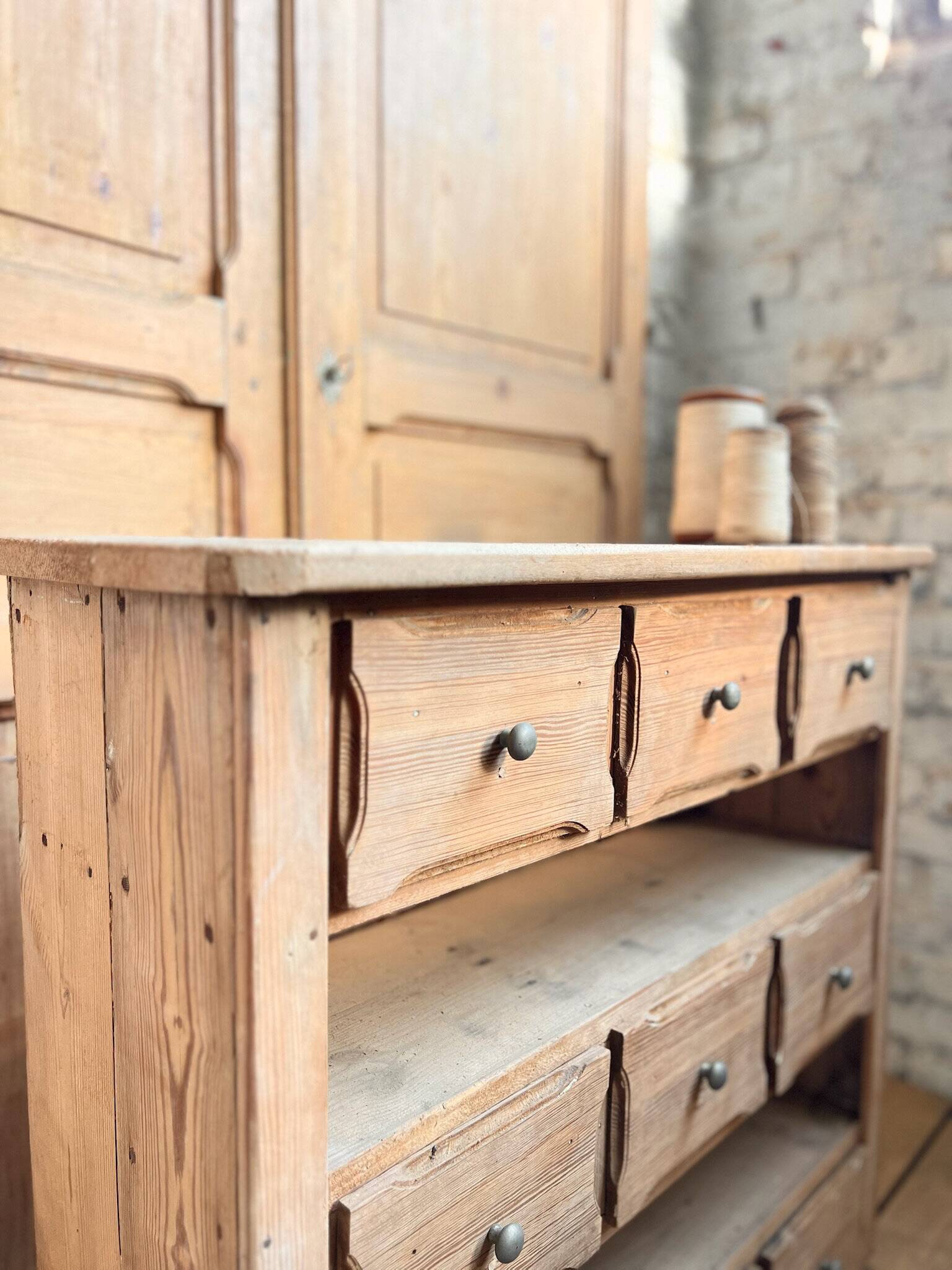 Old workshop furniture with 9 drawers