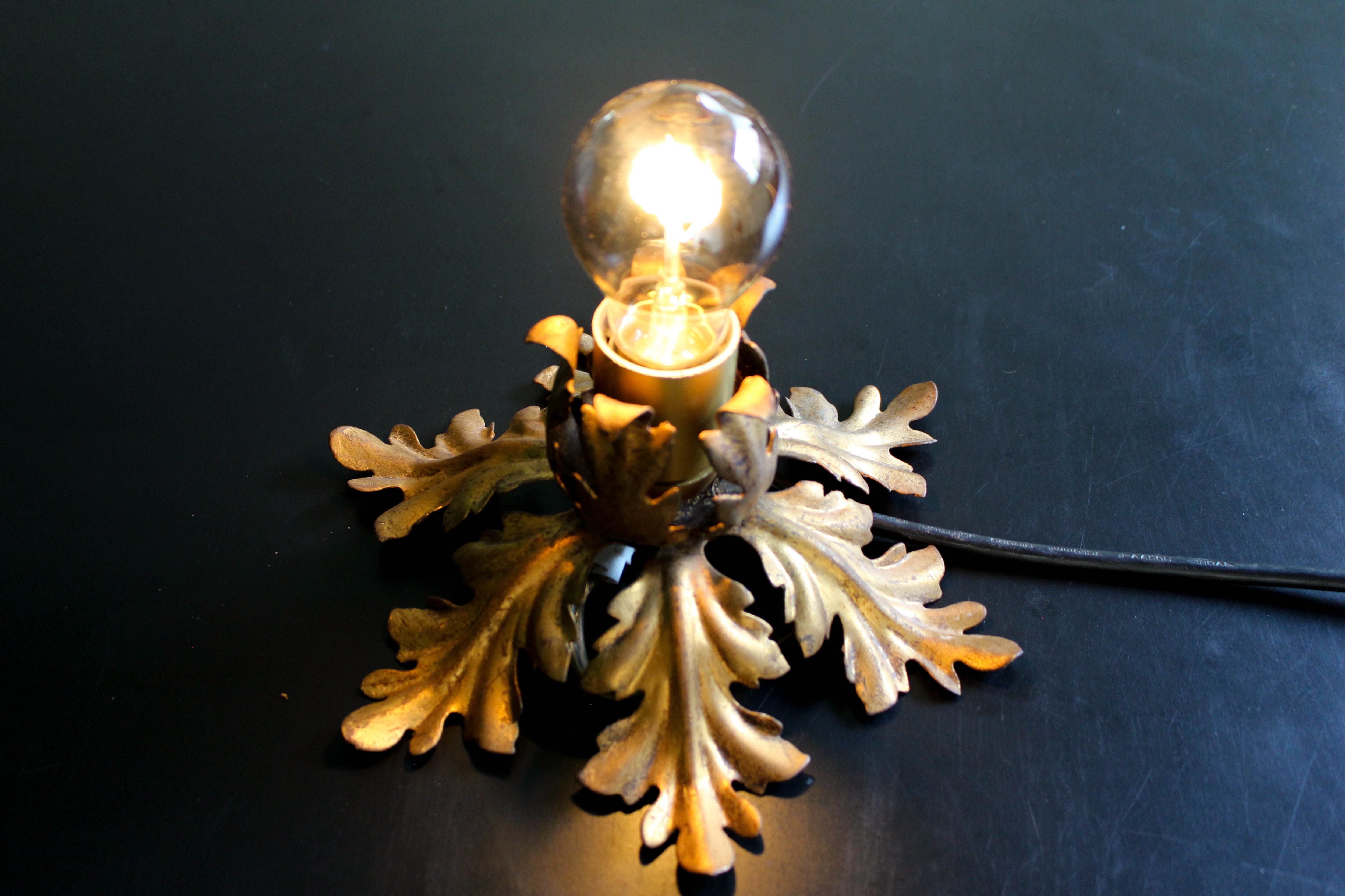 Banci firenze gilded flush mount italian wall lamp, 1960s