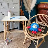 Rattan armchair and table for children