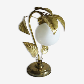 Opaline flower and brass lamp