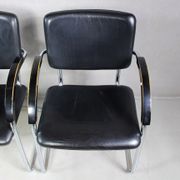 Set of 4 vintage tubular steel lounge chair