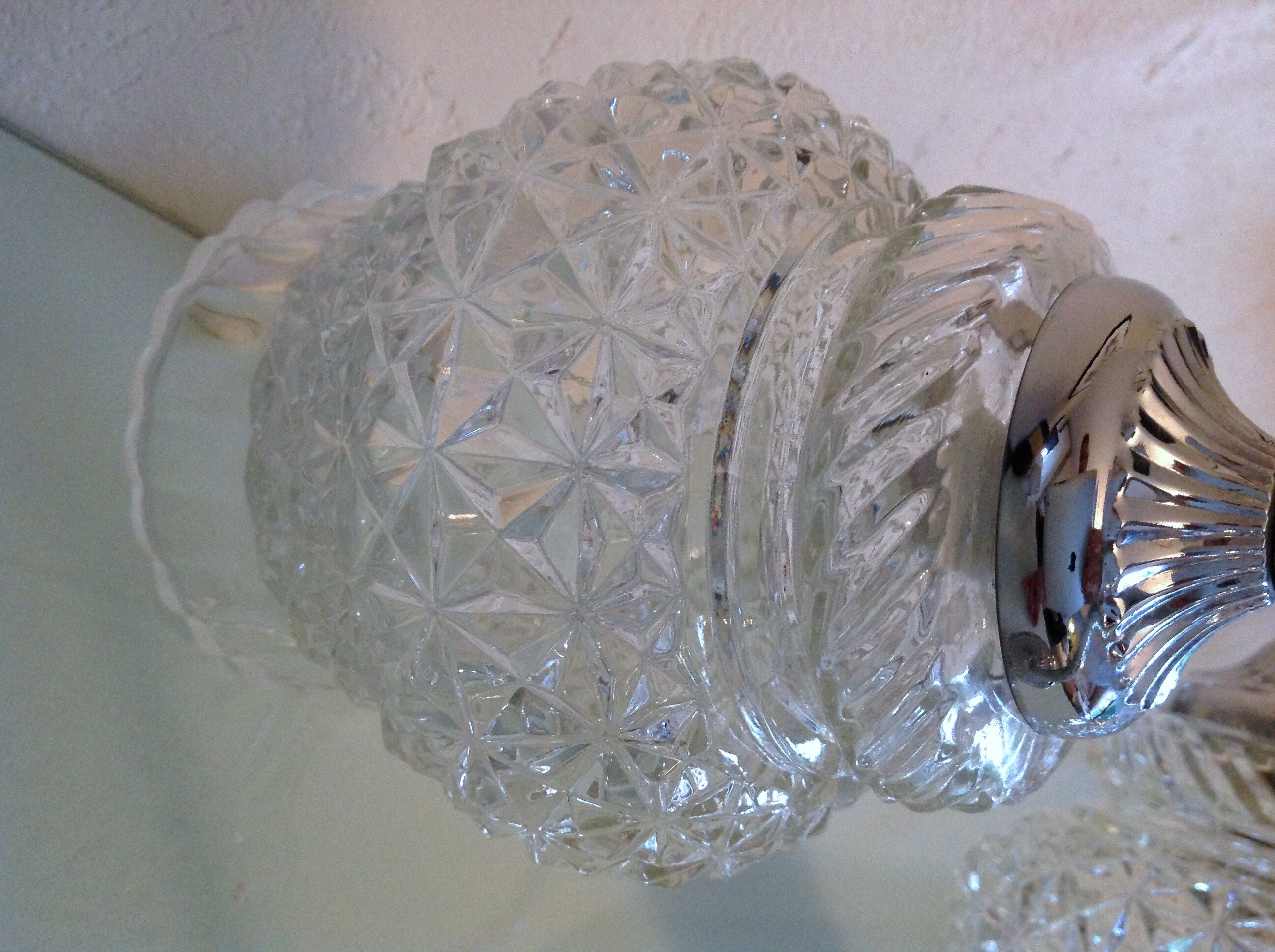 Pair of structured glass and chrome metal, 60s