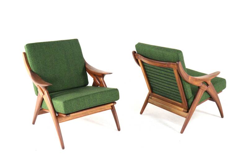 De Ster "Knoop" - armchair 'Glane' mid century modern Dutch Design in teak