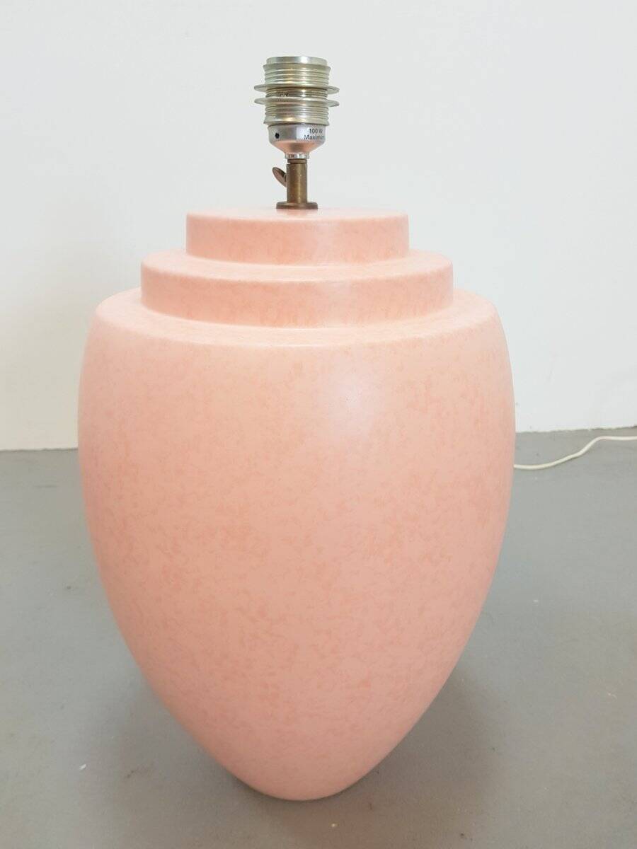 Large Pink Ceramic Table Lamp from Kostka, France, 1970s