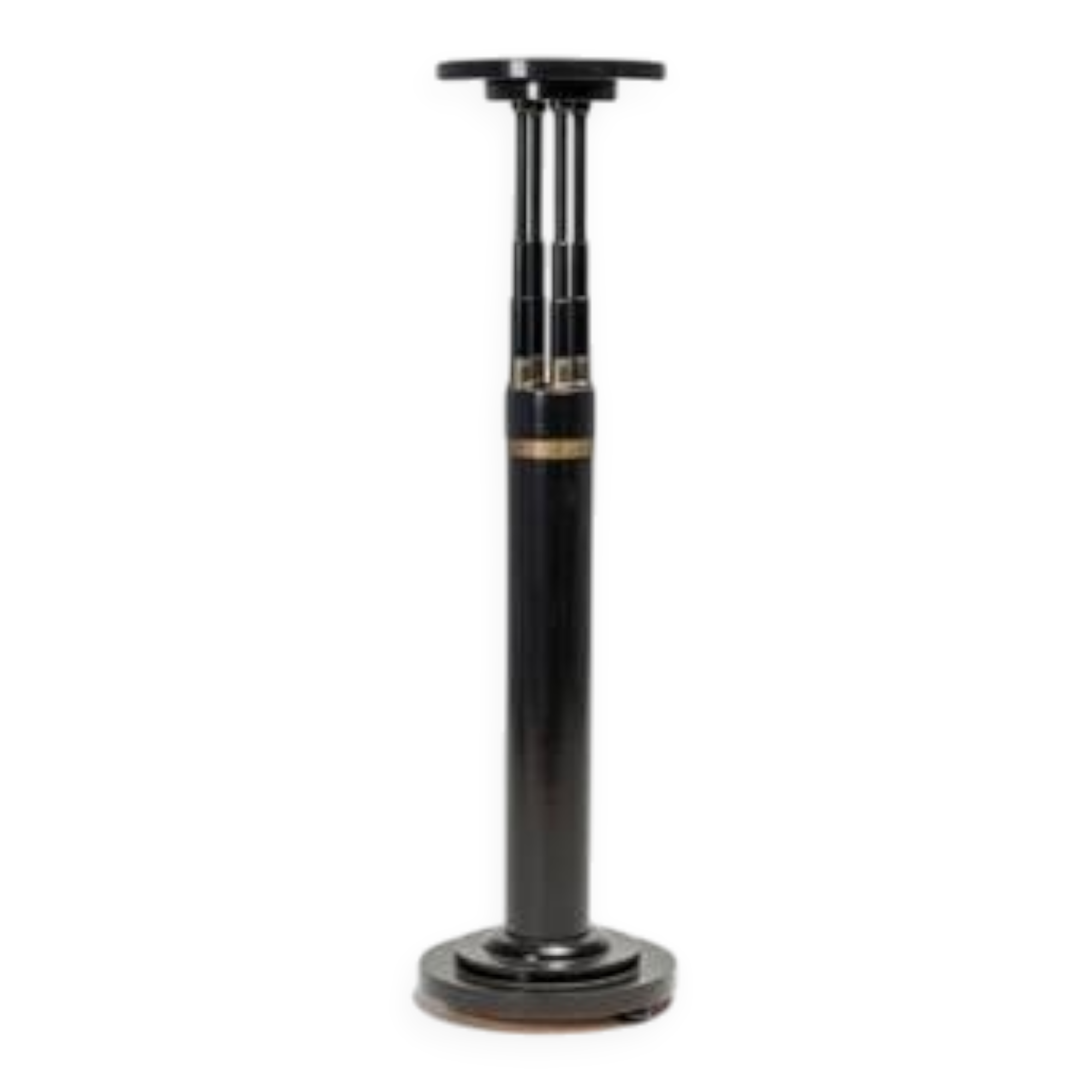 Black lacquered pedestal with brass details, 20th century