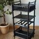 Vintage 50's black lacquered bamboo trolley