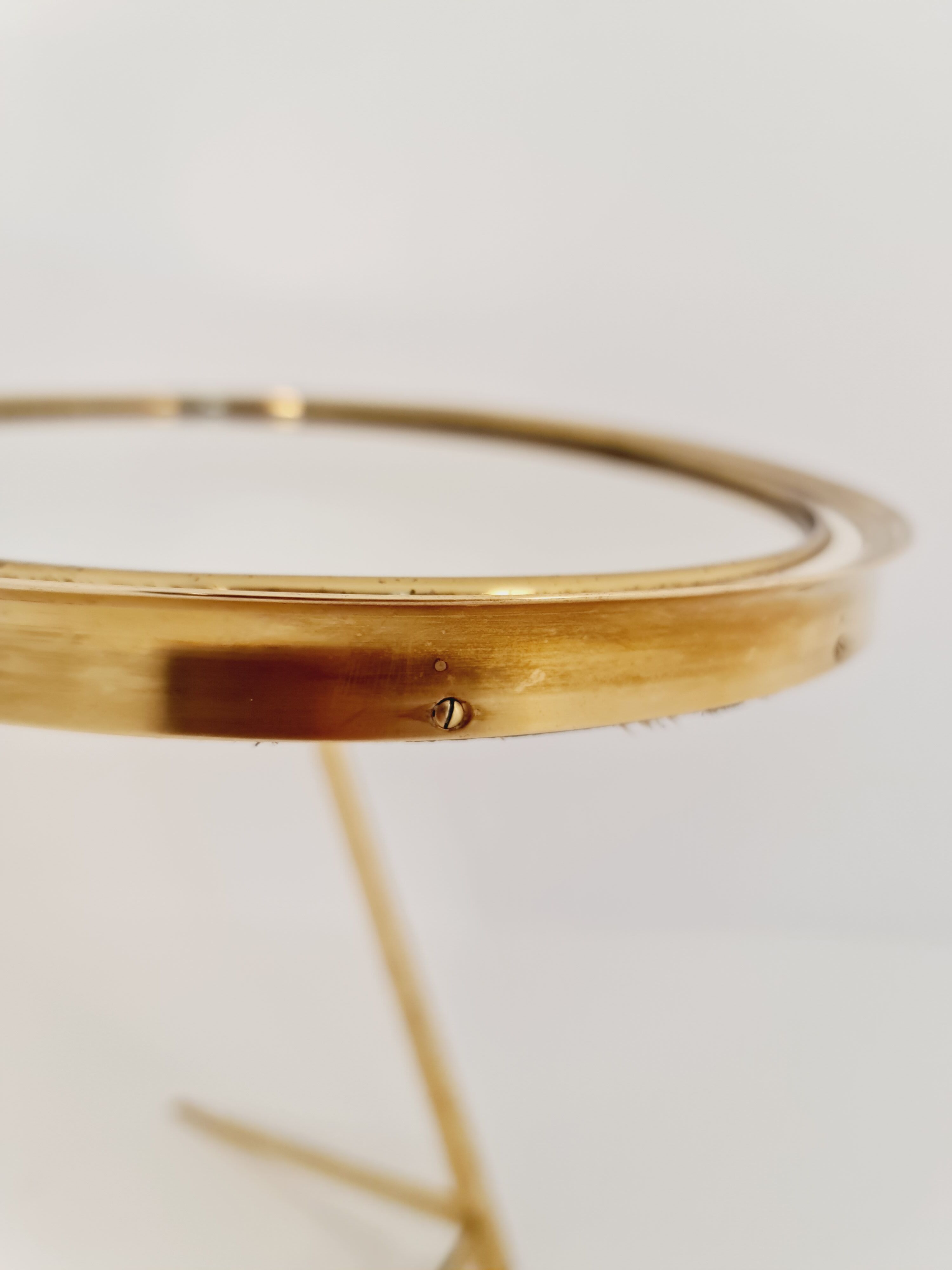 Mid century vanity brass  table mirror von vereinigte werkstätten münchen germany 1960s