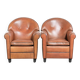 Ensemble de deux fauteuils design de Bart van Bekhoven en cuir de mouton.