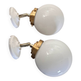 Pair of tilting globe wall lights
