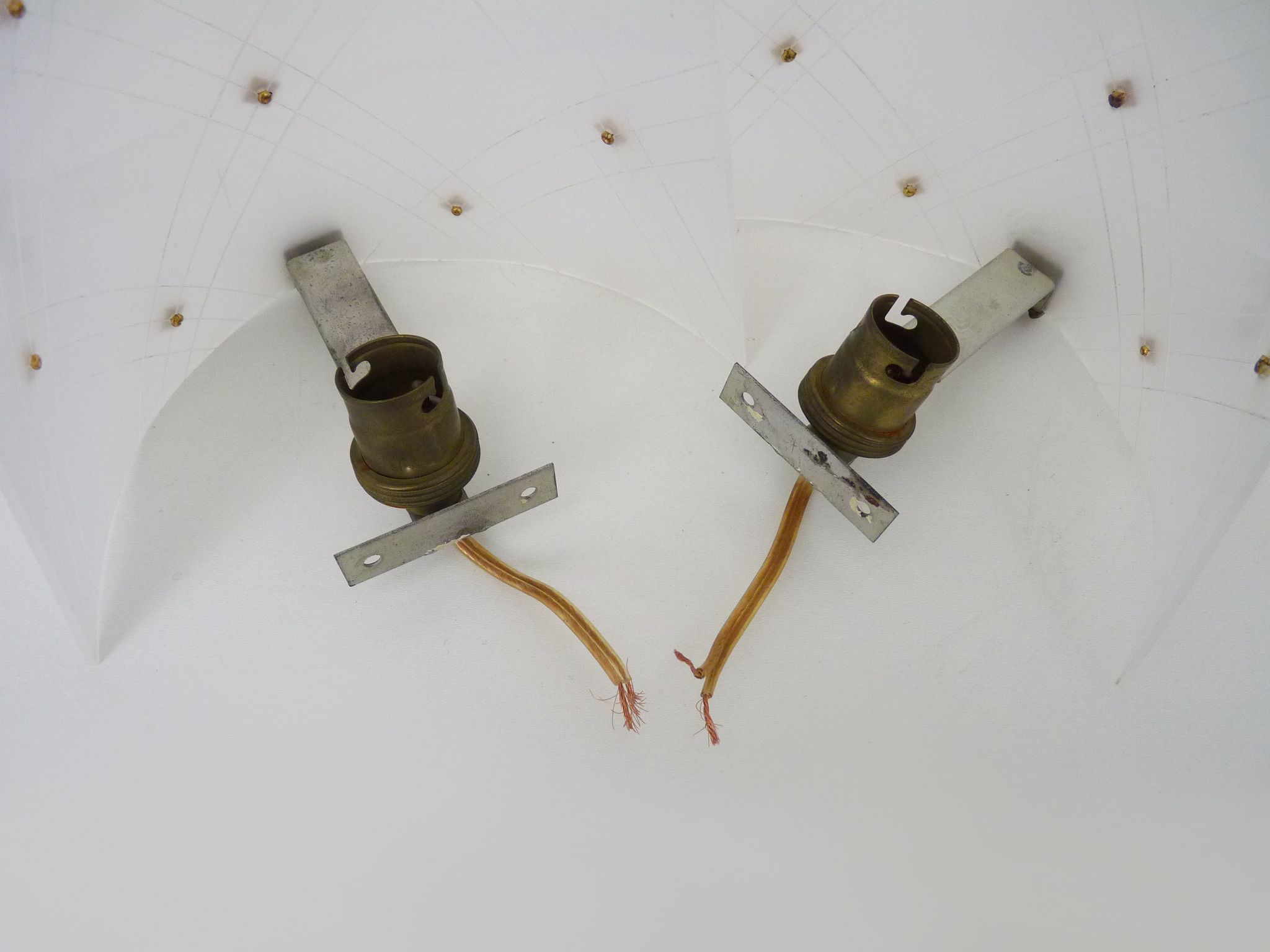 Pair of vintage wall lamps in Plexiglas and Rockabilly brass. Year 50