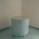 Pastel blue cylindrical coffee table "Tambour" – Artisan design.