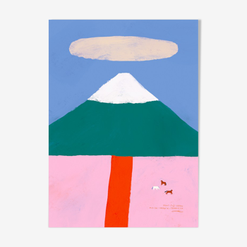 Colorful wall poster with Mount Fuji landscape