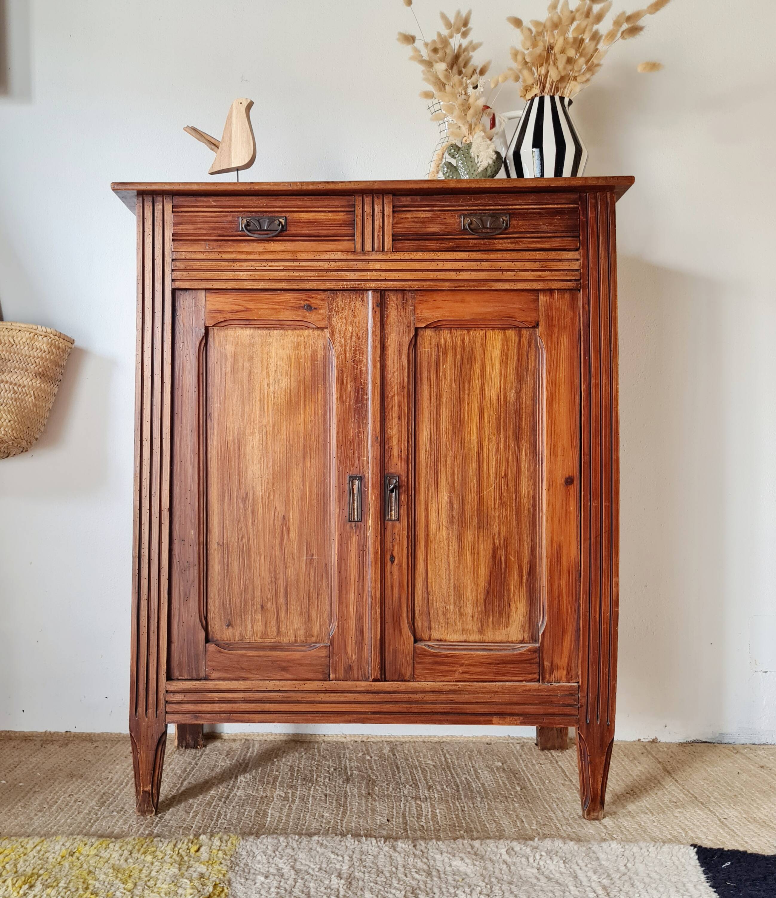 Buffet parisien bois ancien 2 portes panneautées
