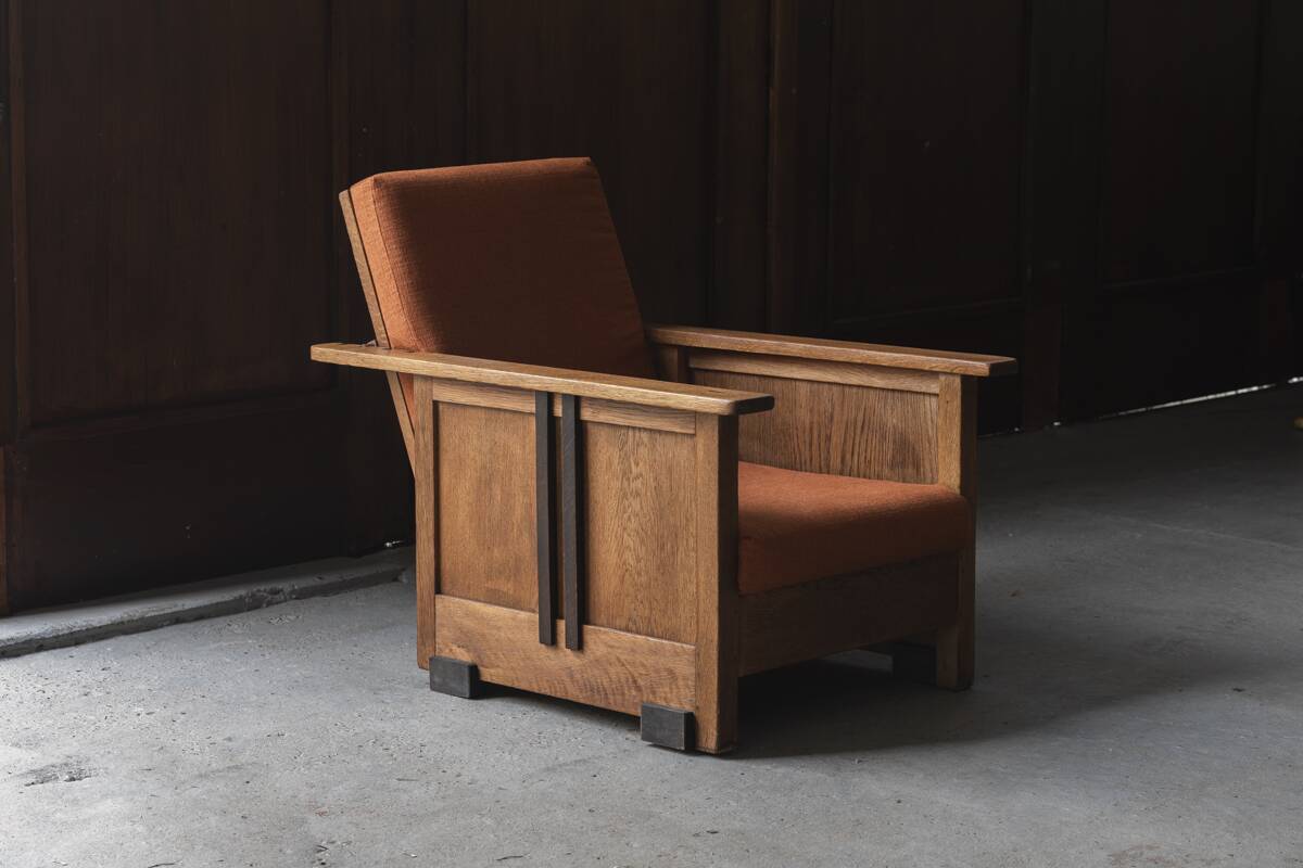 Reclining easy chair, Amsterdamse school, Dutch design, 1930s